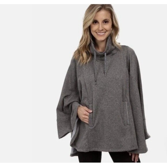 Sweaters - UGG Pichot Turtleneck Poncho Size M/L Grey Heather Pockets Cozy Oversized Throw